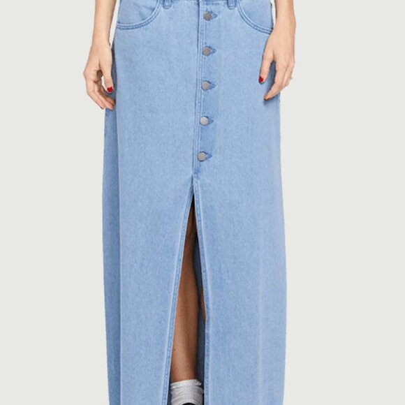 Volcom Women's Chill Trap Denim Blue Maxi-Skirt SIZE XS NEW - Picture 1 of 9